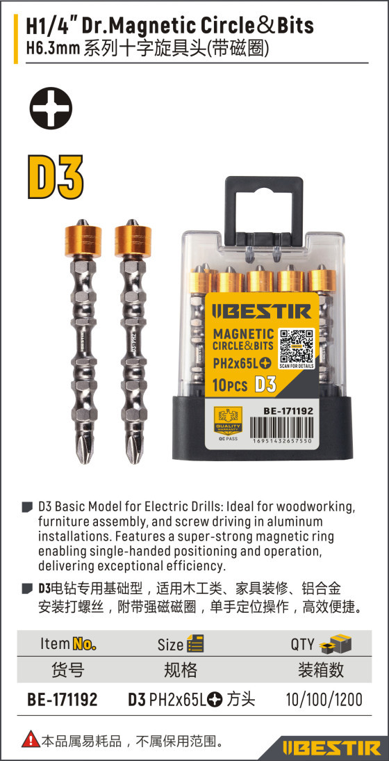 H1/4"Dr.Magnetic Circle&Bits BE-171192 - Image 2