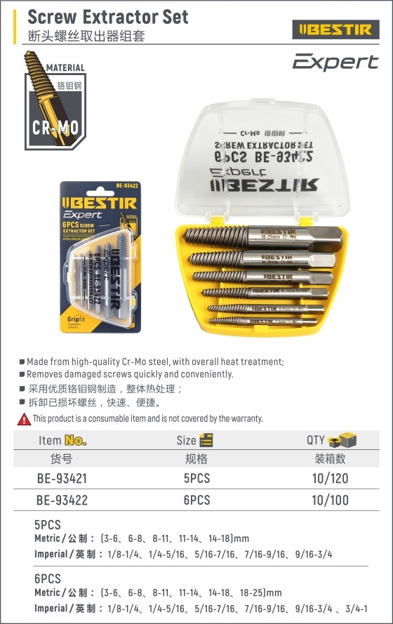 Screw Extractor Set BE-93421 - Image 2